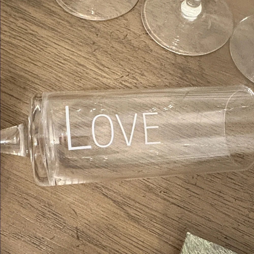 Pier 1 Engraved Champagne Flutes (4)